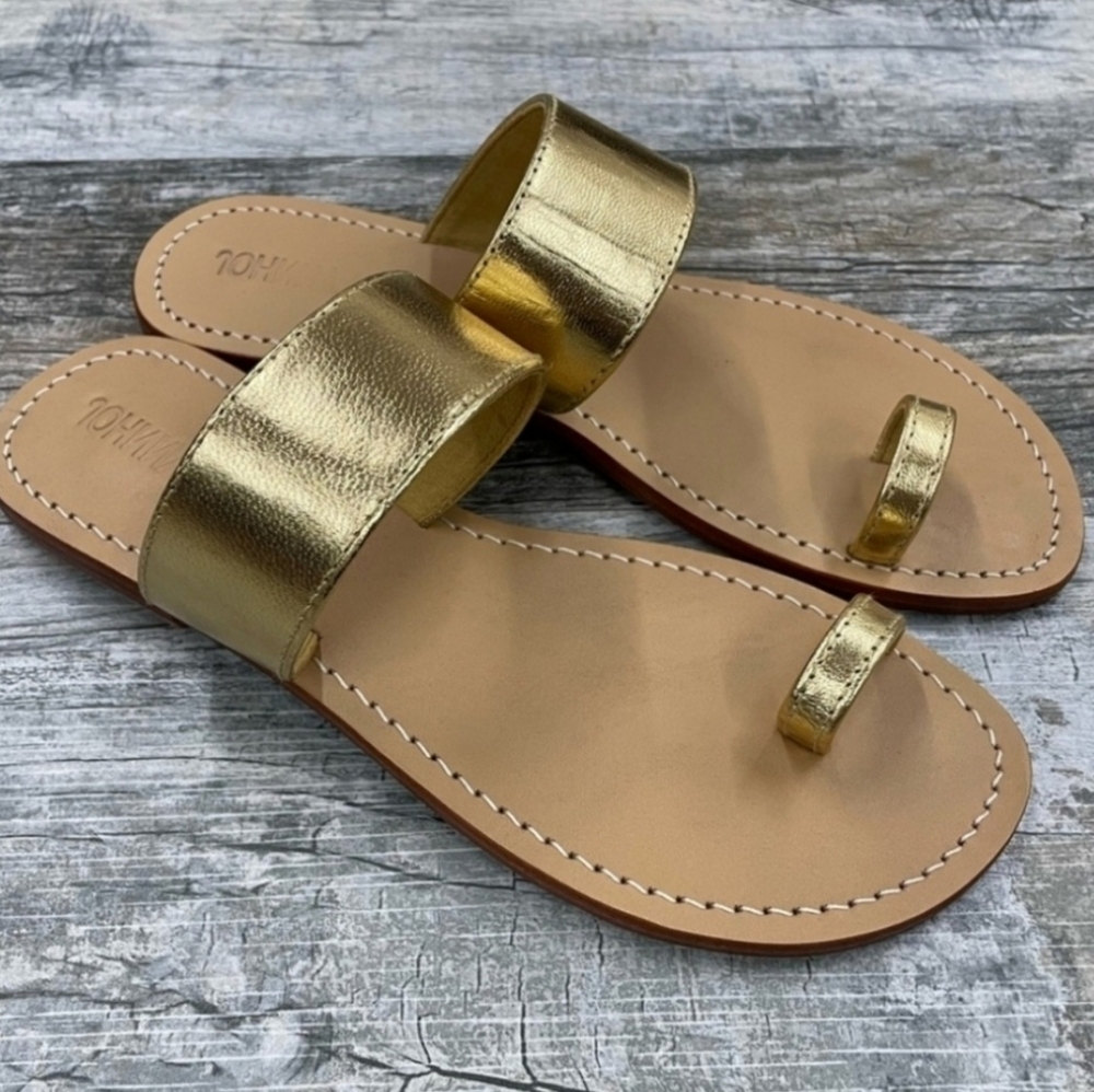 ❌️SOLD❌️Johnny Was Gold Leather Goddess Queen Sandals Shoes Sz 9 - Picture 4 of 9